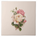 Oude witte/roze achtergrond met fashioned roses-Bu Tegeltje<br><div class="desc">Elegante en romantische ouderwetse/ witte roos,  roze roze roze roze rozenrozenrozenknoppen met groen loofblad en subtiele schaduwen in warme tinten op de roze/beige achtergrond.</div>