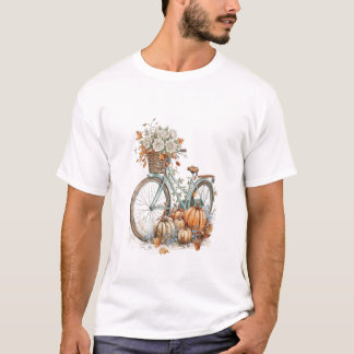 Oude witte rozen en Halloween pompoen T-shirt
