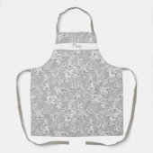 Oude witte rozen op taupe schort (Voorkant)