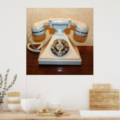 Oude Witte Telefoon van de Wijzerplaat-omhoog Poster (Keuken)