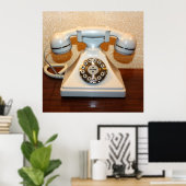 Oude Witte Telefoon van de Wijzerplaat-omhoog Poster (Thuiskantoor)