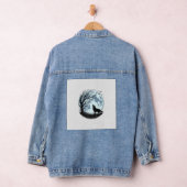Oude Wolf Huilende Maan Boom Silhouet Ontwerp_1 Denim Jacket (Hangar)