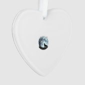 Oude Wolf Huilende Maan Boom Silhouet Ontwerp_1 Ornament (voorkant)