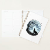 Oude Wolf Huilende Maan Boom Silhouet Ontwerp_1 Planner (Display)