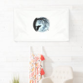 Oude Wolf Huilende Maan Boom Silhouet Ontwerp_1 Spandoek (Insitu)