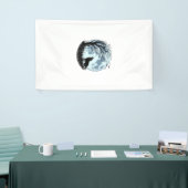 Oude Wolf Huilende Maan Boom Silhouet Ontwerp_1 Spandoek (Beurs)