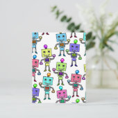 Oude wolretro Robots Briefkaart (Staand voorkant)
