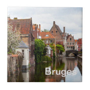 Oude woningen in Brugge, België Tegeltje