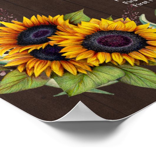  Oude Wood Zonnebloemen Weddenschap Poster (Hoek)