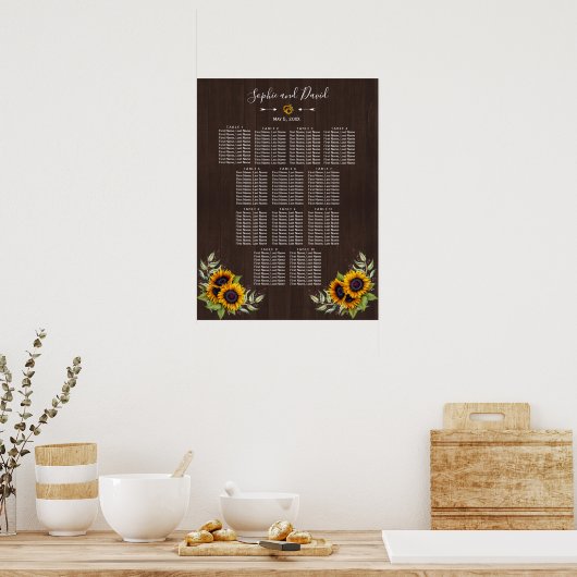  Oude Wood Zonnebloemen Weddenschap Poster (Keuken)