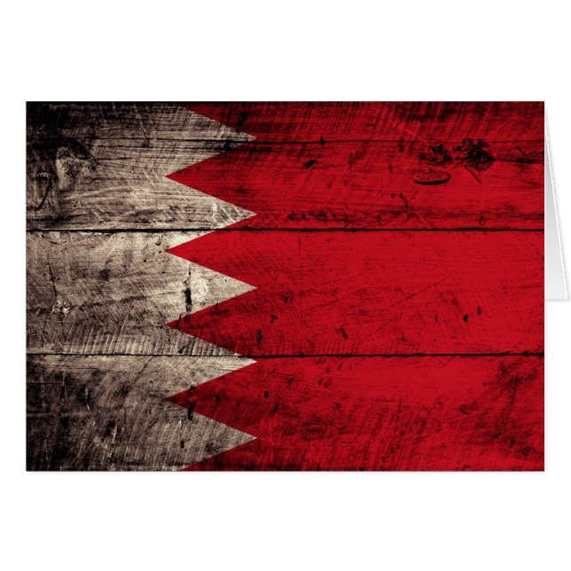 Oude Wooden Bahrain Flag (Voorkant Horizontaal)
