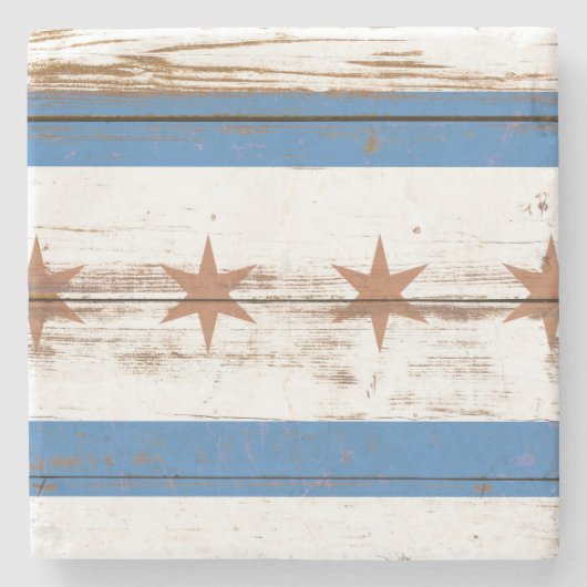 Oude Wooden Chicago Flag Stenen Onderzetter (Voorkant)