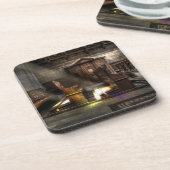 Oude Wooden Church Bench met Kneeler Bier Onderzetter (Linkerzijde)