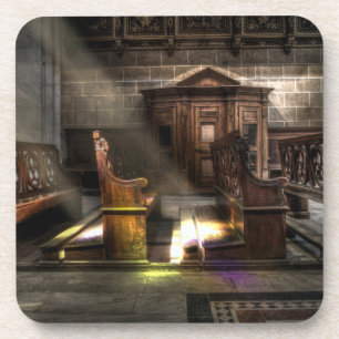 Oude Wooden Church Bench met Kneeler Bier Onderzetter