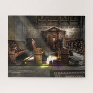 Oude Wooden Church Bench met Kneeler Legpuzzel