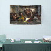 Oude Wooden Church Bench met Kneeler Spandoek (Beurs)