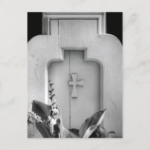 Oude Wooden Church Pew Outdoor Side Uitzicht BW Briefkaart