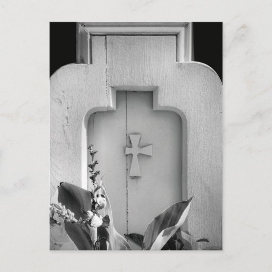 Oude Wooden Church Pew Outdoor Side Uitzicht BW Briefkaart (Voorkant)