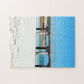 Oude Wooden Jetty op wit strand zand, Legpuzzel (Horizontaal)