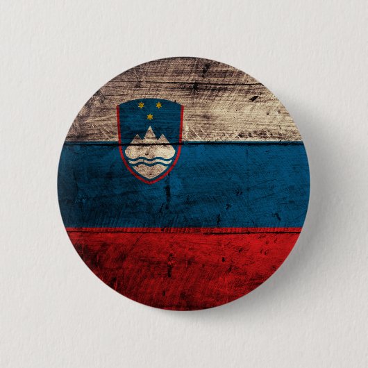 Oude Wooden Slovenië vlag Ronde Button 5,7 Cm (Voorkant)
