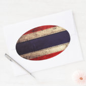 Oude Wooden Thailand vlag Ovale Sticker (Envelop)