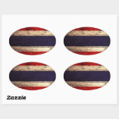 Oude Wooden Thailand vlag Ovale Sticker (Vel)