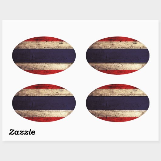 Oude Wooden Thailand vlag Ovale Sticker (Vel)
