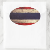 Oude Wooden Thailand vlag Ovale Sticker (Tas)
