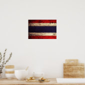 Oude Wooden Thailand vlag Poster (Keuken)