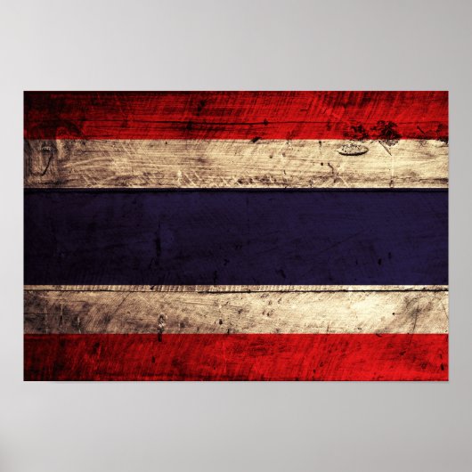Oude Wooden Thailand vlag Poster (Voorkant)