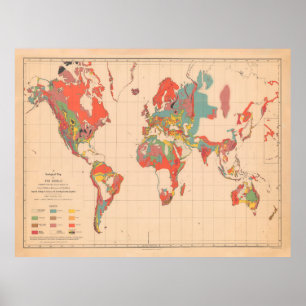 Oude World Geology Map (1921) Poster