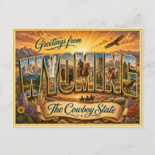 Oude Wyoming Groet Vanansichtkaart Briefkaart
