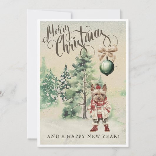 Oude Yorkshire Terrier Hond Feestdagenkaart (Voorkant)