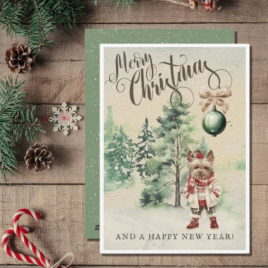 Oude Yorkshire Terrier Hond Feestdagenkaart