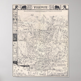 Oude Yosemite Parkkaart 1931 Poster