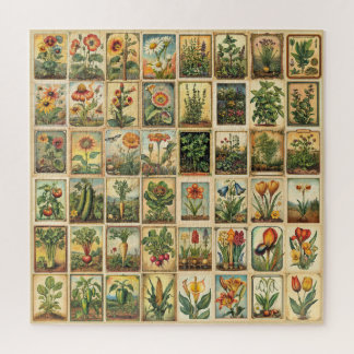 Oude zaad- en bolverpakkingen legpuzzel