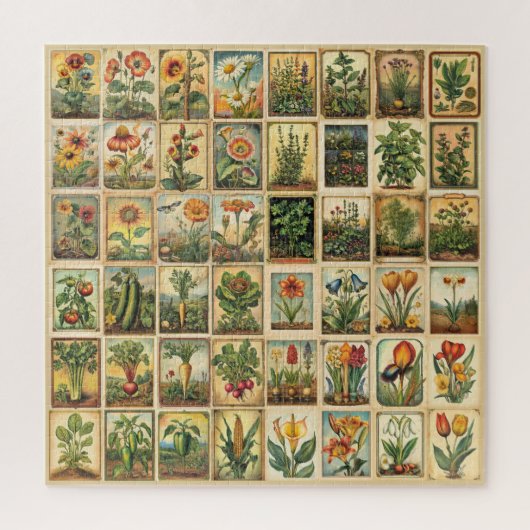 Oude zaad- en bolverpakkingen legpuzzel (Verticaal)