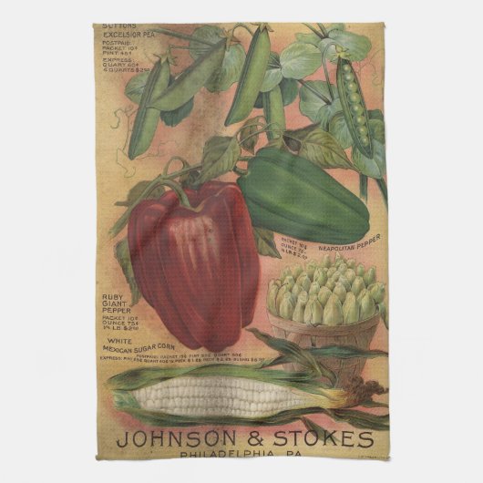 Oude zaadcatalogus Johnson & Stokes theedoek (Verticaal)