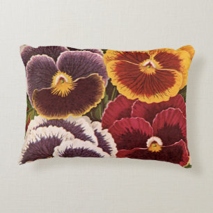 Oude zaadpaketlabels, tuin viooltjes bloemen accent kussen