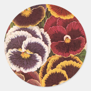 Oude Zaadpaketlabels, Tuin Viooltjes Bloemen Ronde Sticker
