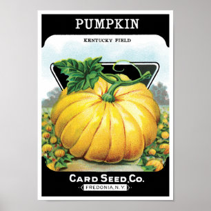 Oude Zaadpakket Label Kunst, Halloween Pompoen Poster