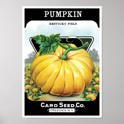 Oude Zaadpakket Label Kunst, Halloween Pompoen Poster (Voorkant)