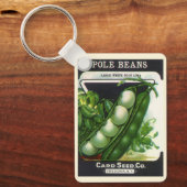 Oude zaadpakket label kunst, stok limabonen sleutelhanger (Voorkant)