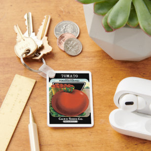 Oude zaadpakketlabelkunst, Tomaat Pomodoro Sleutelhanger
