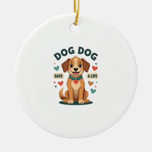 Oude Zacht Rescueshond Red Een Leven Cartoon Puppy Keramisch Ornament
