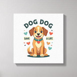 Oude Zacht Rescueshond Sla Een Leven Redden Cartoo Canvas Afdruk
