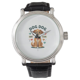 Oude Zacht Rescueshond Sla Een Leven Redden Cartoo Horloge