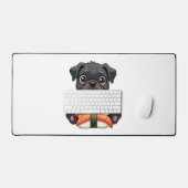 Oude Zachte Zwarte Pug Sushi Cartoon Vector Illust Bureaumat (Keyboard & Muis)