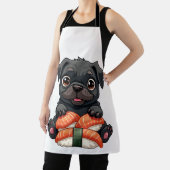 Oude Zachte Zwarte Pug Sushi Cartoon Vector Illust Schort (Insitu)