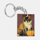 Oude-zakdoek Halloween Kat Sleutelhanger (Voorkant Links)